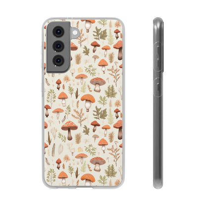 Mushroom Haven - Autumnal Tones Botanical illustration - Flexible Phone Case