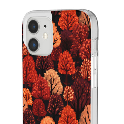 Crimson Forest: Autumn Trees in Vibrant Detail - Flexible Phone Case