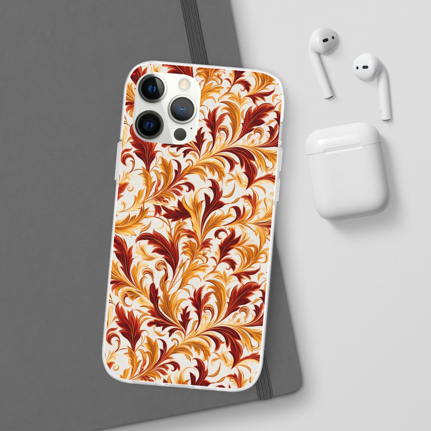 Swirling Autumn: Vortexes of Fall Foliage in Gold and Bronze - Flexible Phone Case