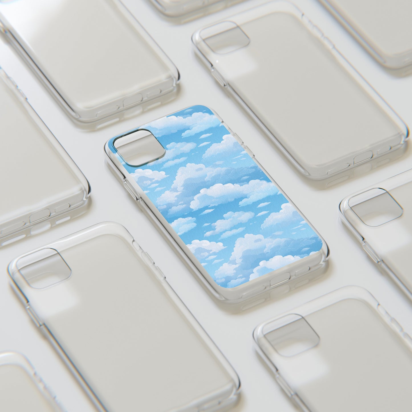 Boundless Azure Horizon - Calm Sky Design Soft Phone Case for IPhone, Samsung, and Google Pixel Phone Case Pattern Symphony   