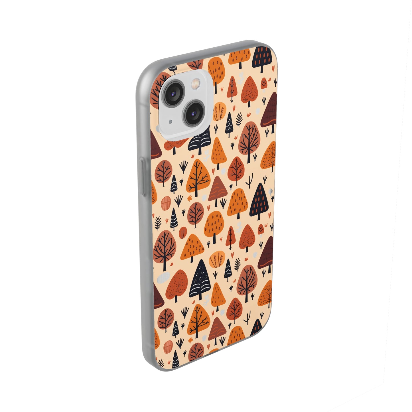 Terracotta Tree Tapestry: A Playful Autumn Mosaic - Flexible Phone Case