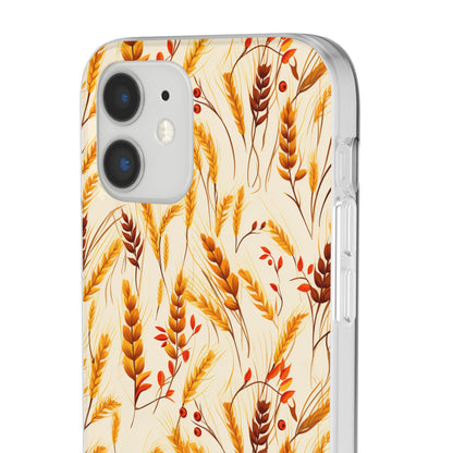 Golden Harvest: An Autumn Collage of Wheat and Berries - Flexible Phone Case