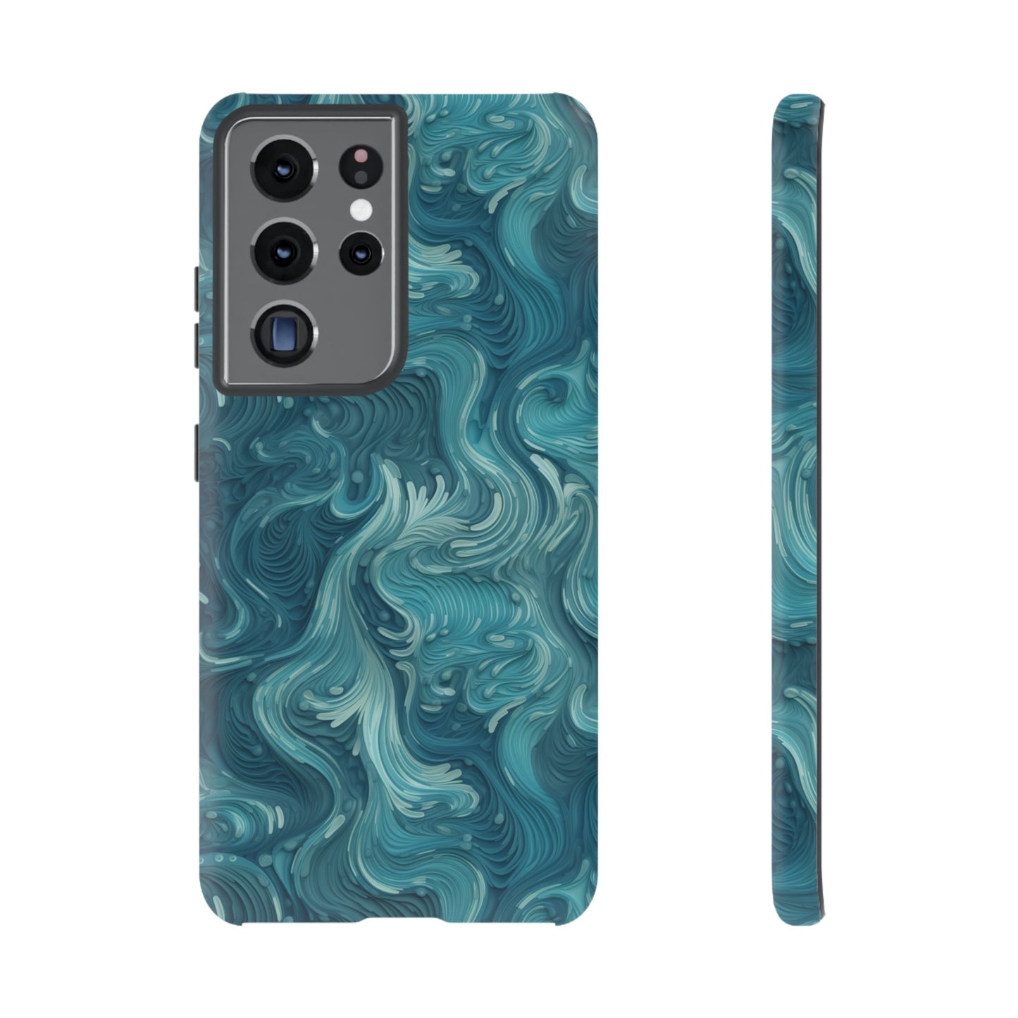 Azure Depths: Layered Blue Topographic Design Tough Phone Case