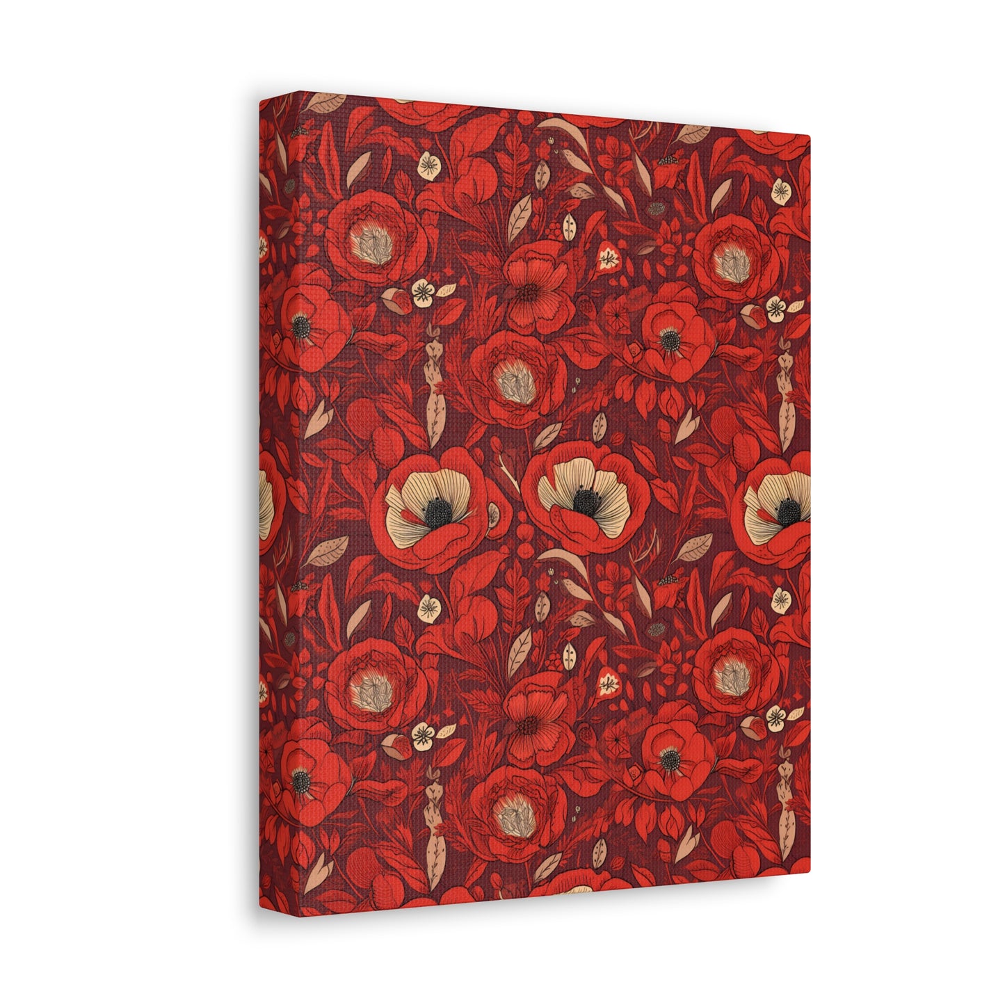 Radiant Spring Blossoms - Vibrant Red Floral Design - Wall Art Canvas