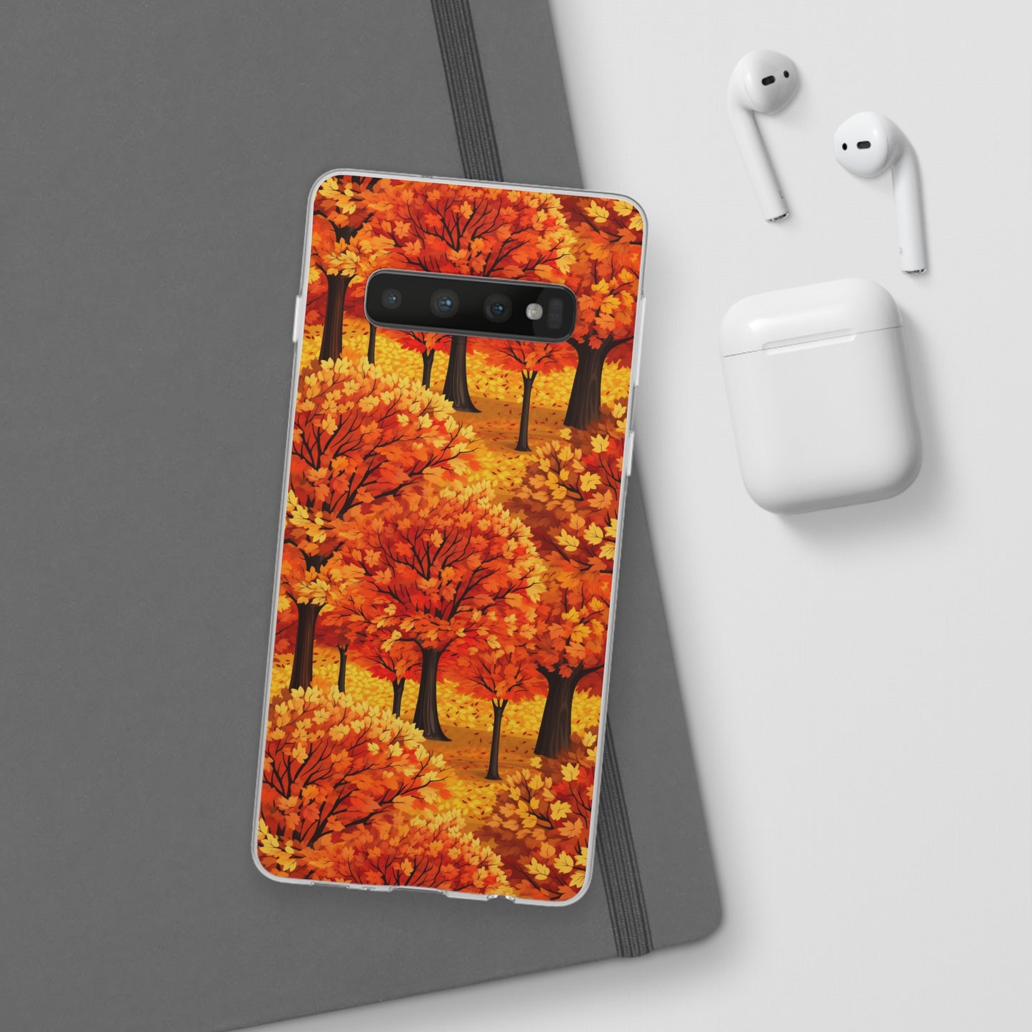 Impasto-Style Woodlands: High-Contrast Autumn Foliage - Flexible Phone Case