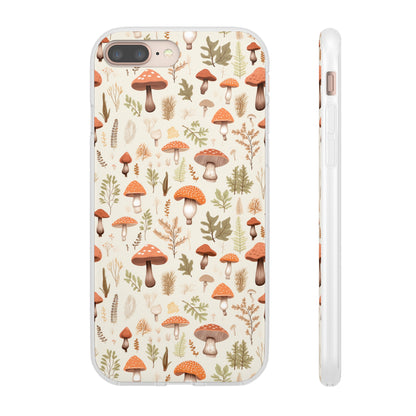 Mushroom Haven - Autumnal Tones Botanical illustration - Flexible Phone Case