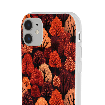 Crimson Forest: Autumn Trees in Vibrant Detail - Flexible Phone Case