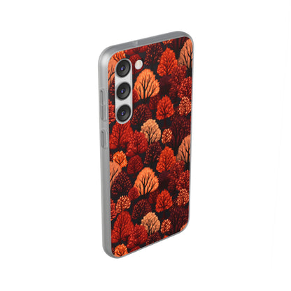 Crimson Forest: Autumn Trees in Vibrant Detail - Flexible Phone Case