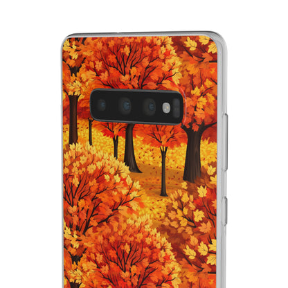 Impasto-Style Woodlands: High-Contrast Autumn Foliage - Flexible Phone Case