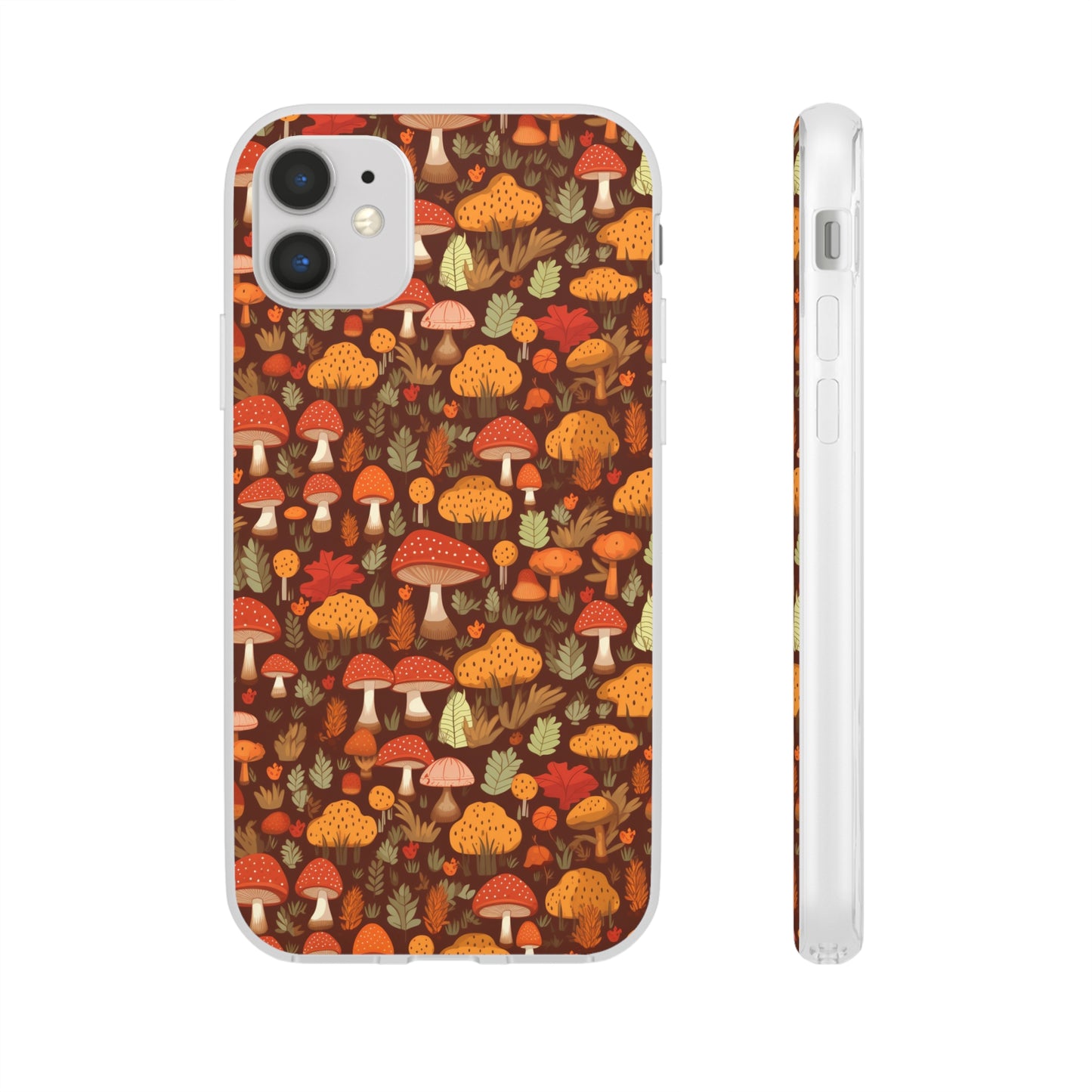 Autumn Spore Wonderland: Enchanting Mushroom and Leaf Designs - Flexible Phone Case