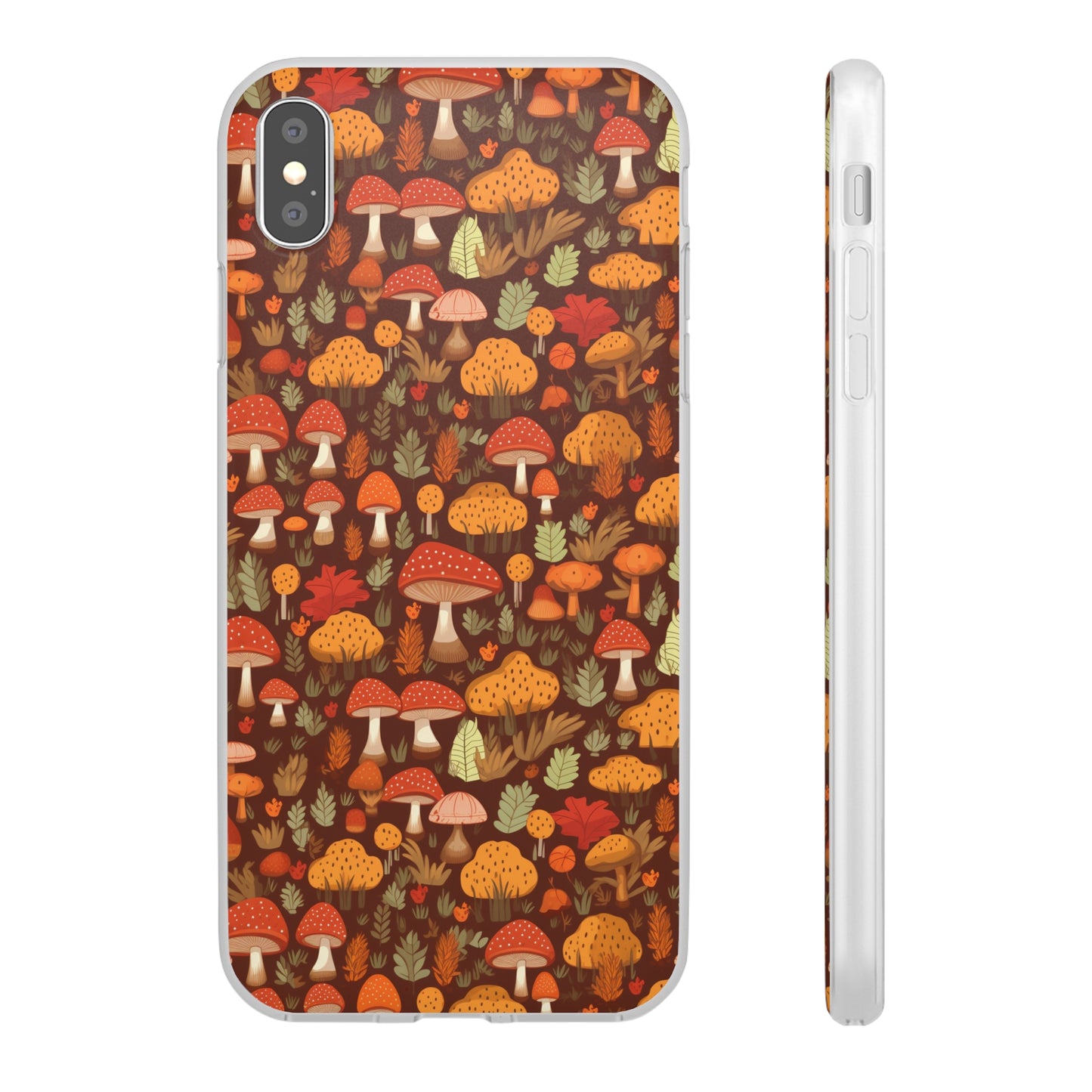 Autumn Spore Wonderland: Enchanting Mushroom and Leaf Designs - Flexible Phone Case