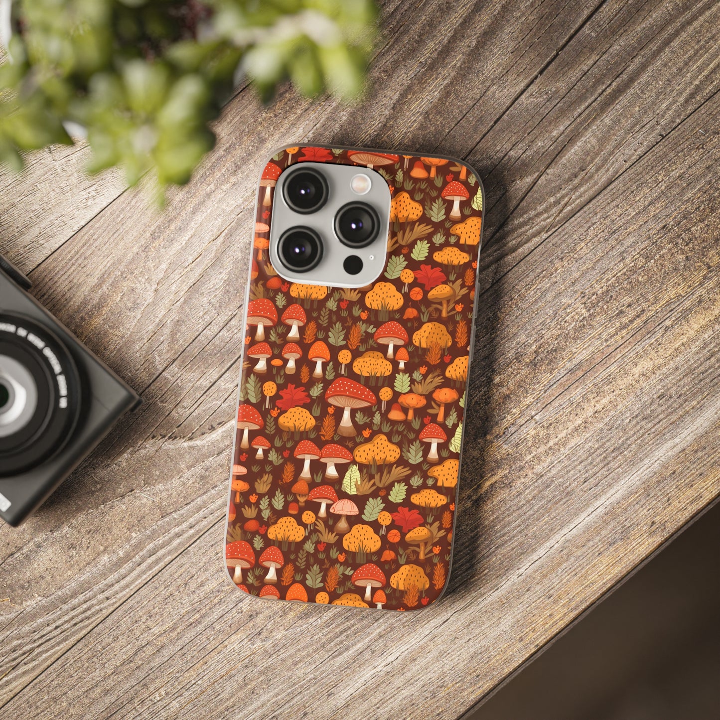 Autumn Spore Wonderland: Enchanting Mushroom and Leaf Designs - Flexible Phone Case