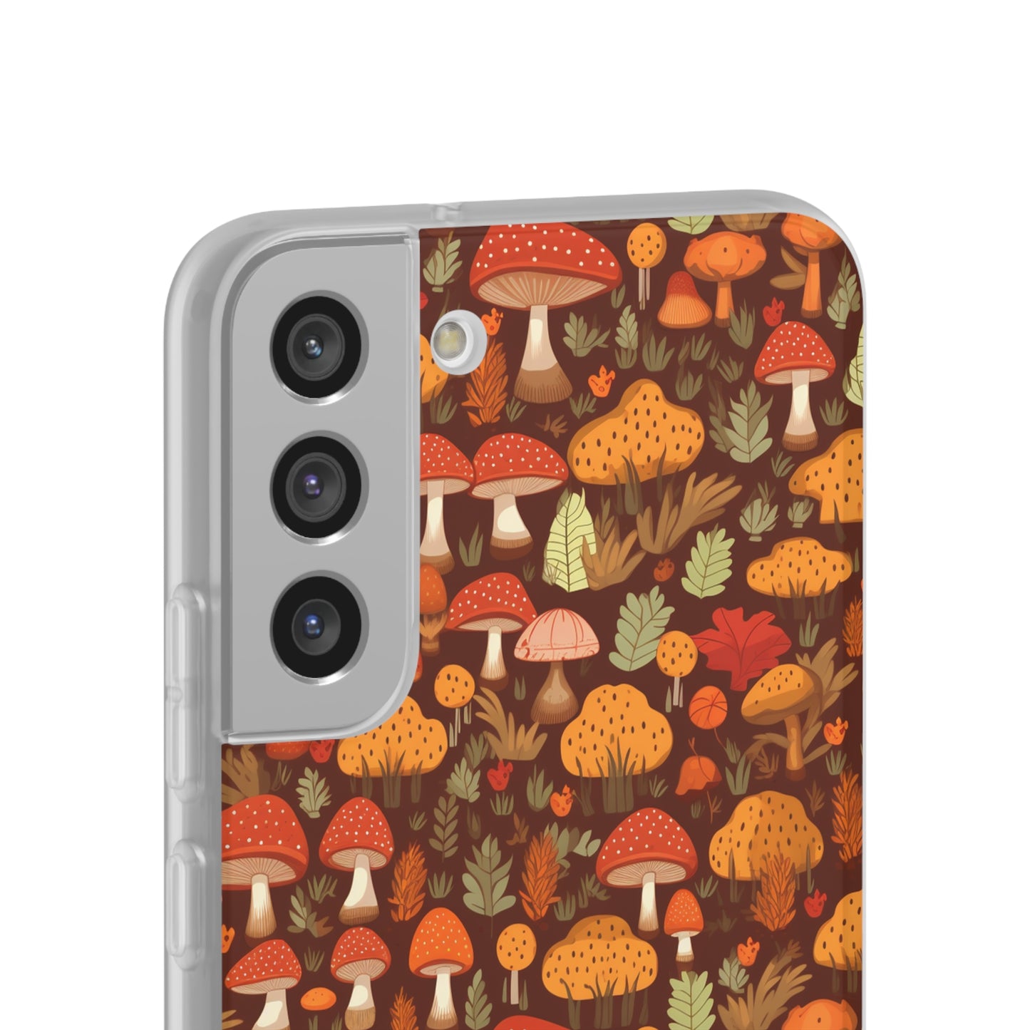 Autumn Spore Wonderland: Enchanting Mushroom and Leaf Designs - Flexible Phone Case