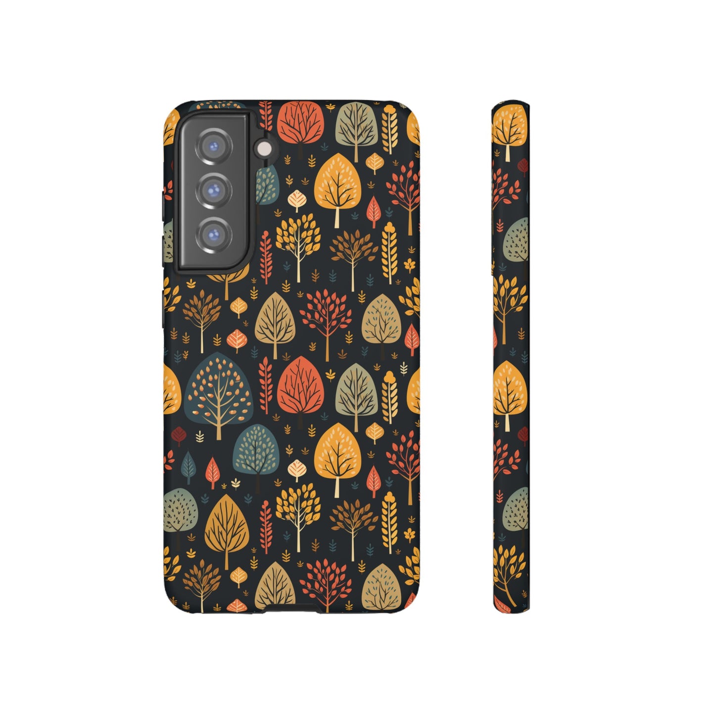 Mid-Century Mosaic: Dappled Leaves and Folk Imagery - Tough Phone Case