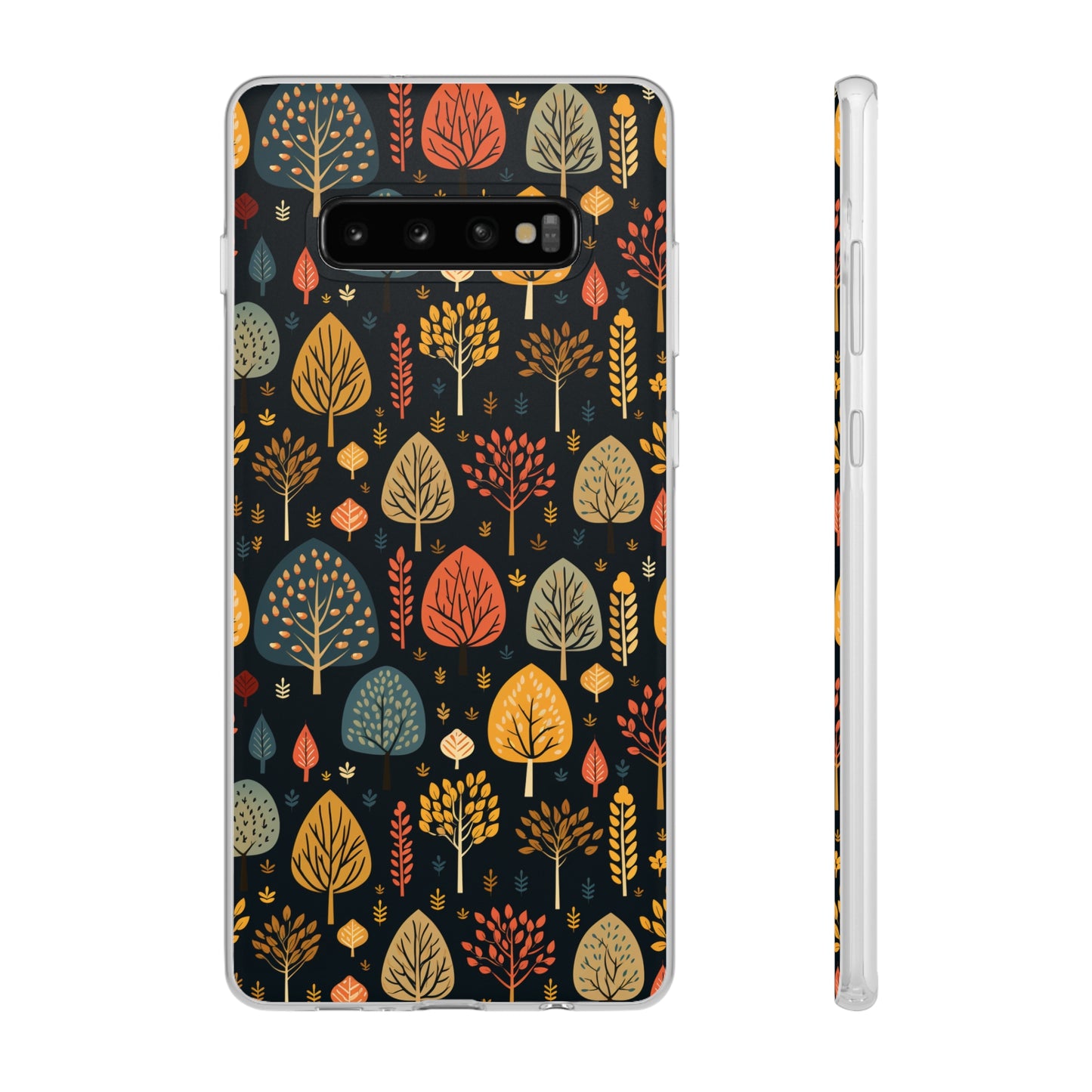 Mid-Century Mosaic: Dappled Leaves and Folk Imagery - Flexible Phone Case