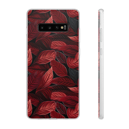 Scarlet Whispers: Lush Autumn Colours in Botanical Bliss - Flexible Phone Case