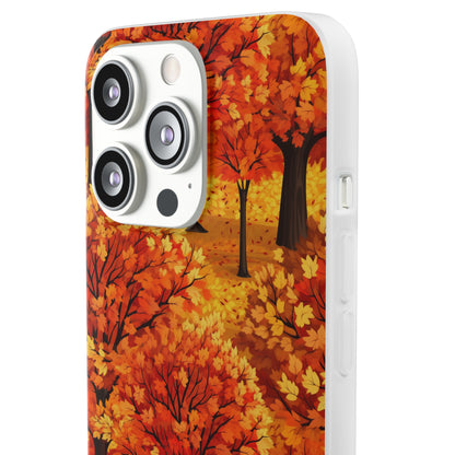 Impasto-Style Woodlands: High-Contrast Autumn Foliage - Flexible Phone Case