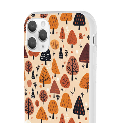 Terracotta Tree Tapestry: A Playful Autumn Mosaic - Flexible Phone Case