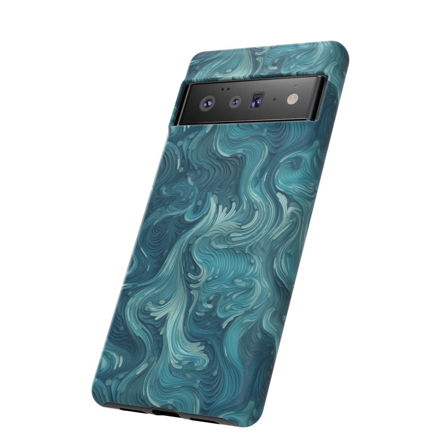 Azure Depths: Layered Blue Topographic Design Tough Phone Case