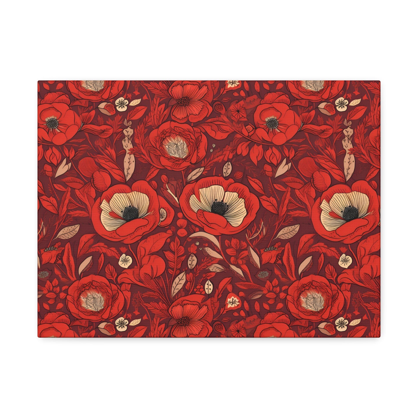 Radiant Spring Blossoms - Vibrant Red Floral Design - Wall Art Canvas