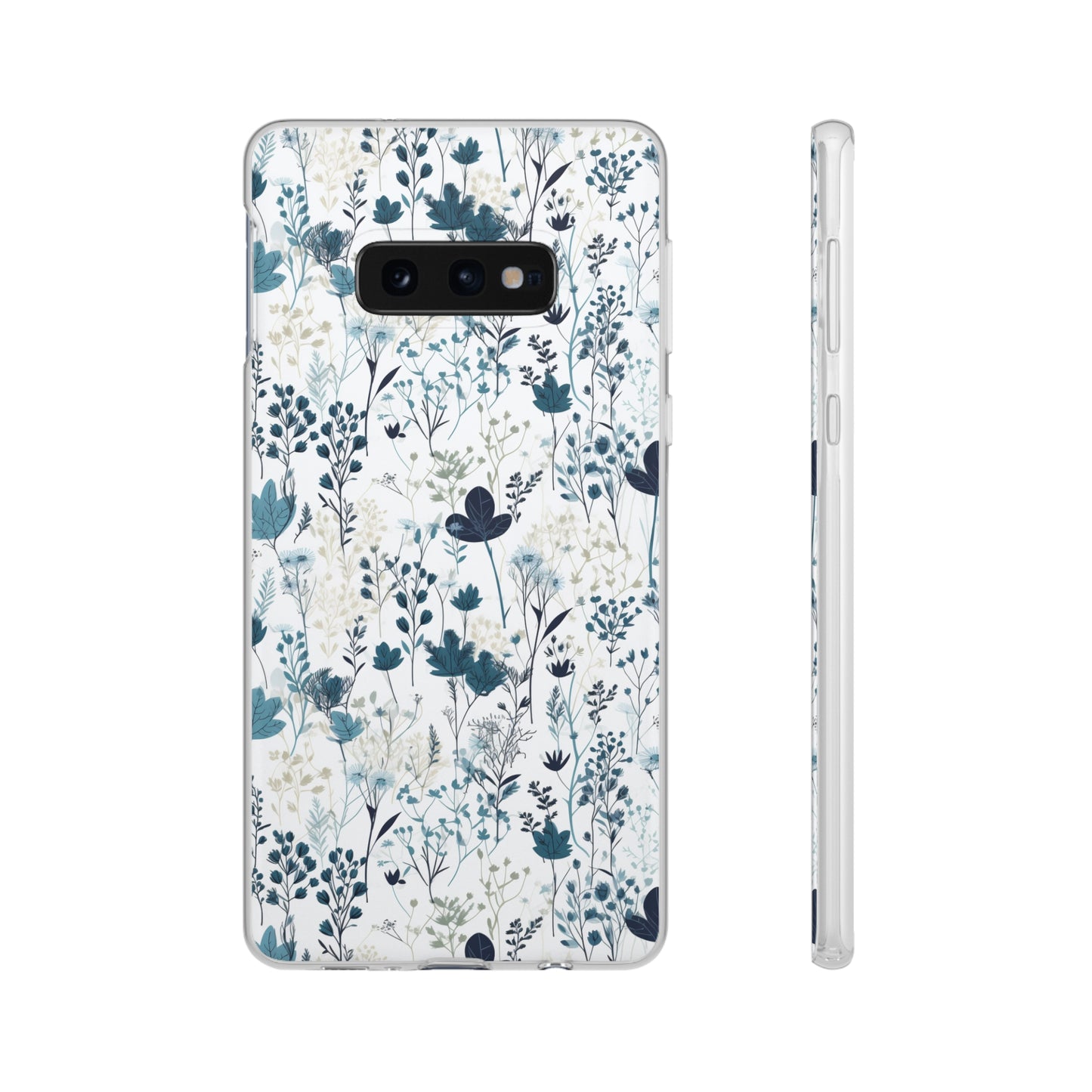 Serene Blue Wildflower Phone Case - Elegant White Background Design - Spring Collection - Flexi Cases Phone Case Pattern Symphony   