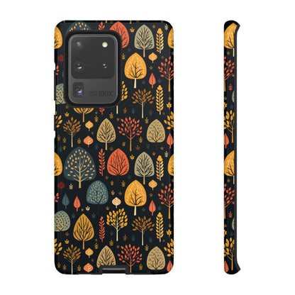 Mid-Century Mosaic: Dappled Leaves and Folk Imagery - Tough Phone Case