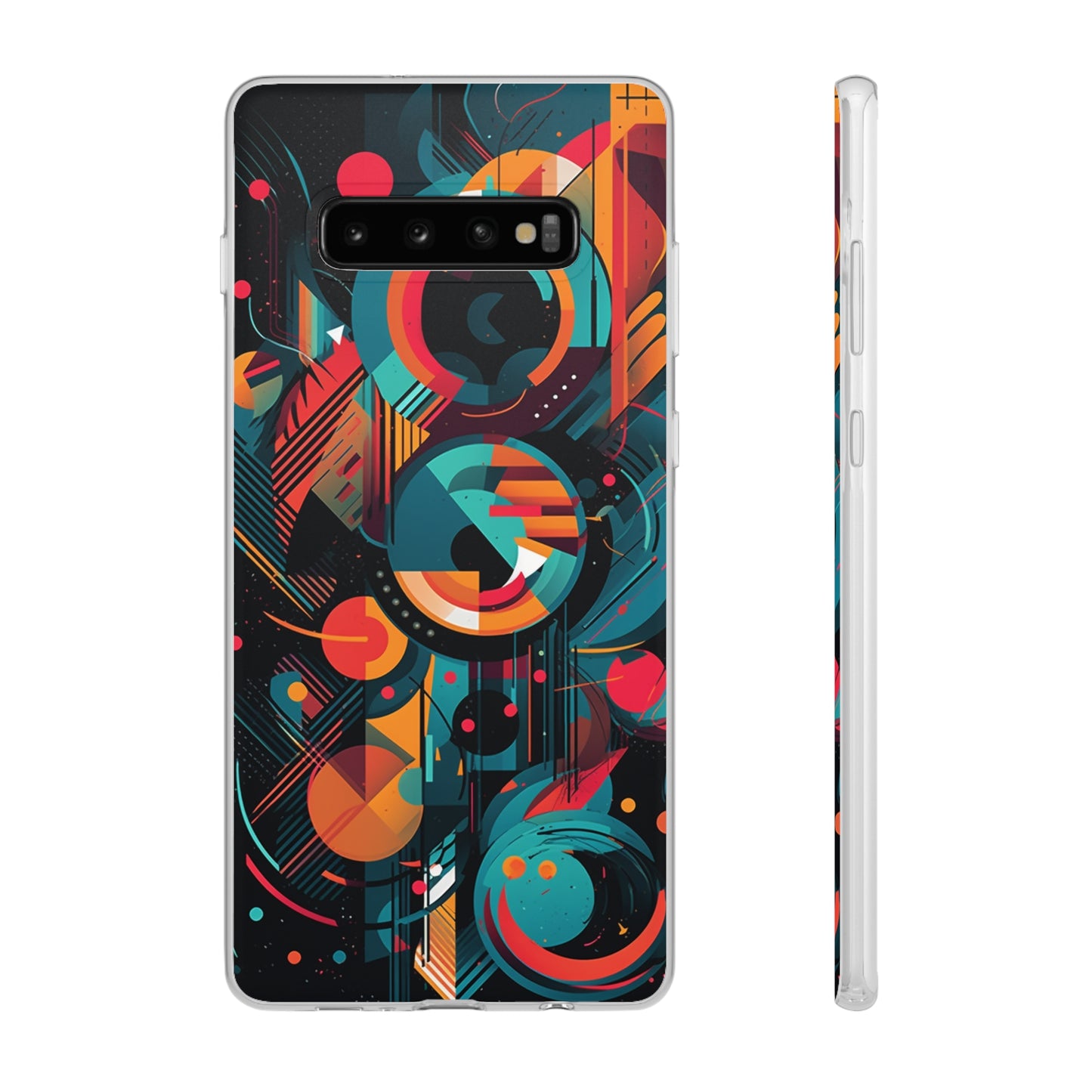 Vibrant Geometric Fusion Phone Case - Bold Squares & Circles Design - Flexi Cases Phone Case Pattern Symphony   