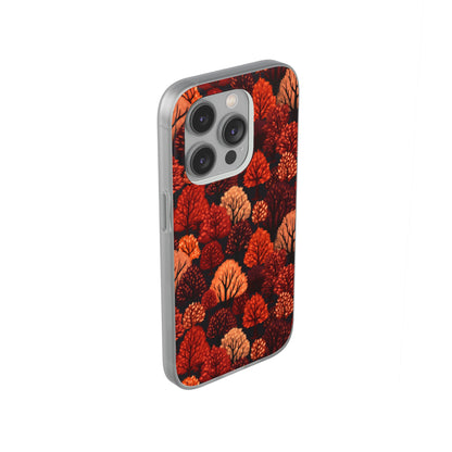 Crimson Forest: Autumn Trees in Vibrant Detail - Flexible Phone Case