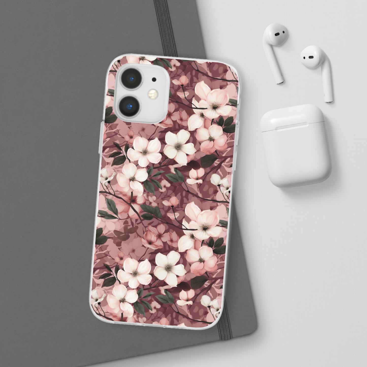 Sparse Dogwood Blossom Phone Case - Elegant Floral Design for Your Smartphone - Flexi Cases Phone Case Pattern Symphony iPhone 12 with gift packaging  