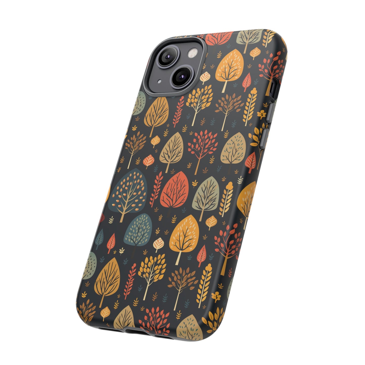 Mid-Century Mosaic: Dappled Leaves and Folk Imagery - Tough Phone Case