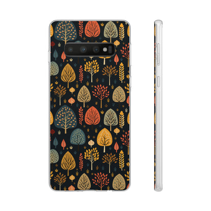 Mid-Century Mosaic: Dappled Leaves and Folk Imagery - Flexible Phone Case