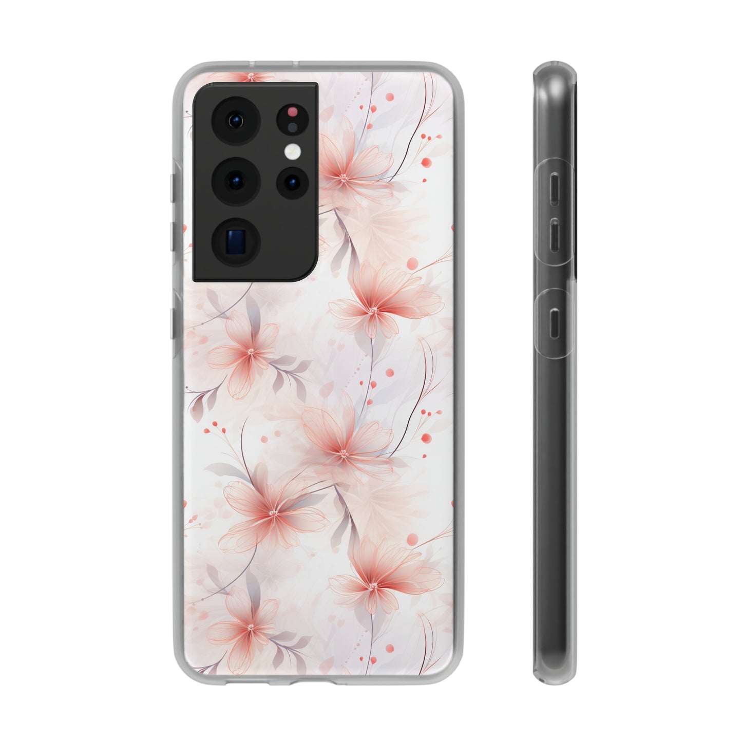 Whispering Petals: Subtle Grey & Pastel Red Gradient Phone Case