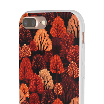 Crimson Forest: Autumn Trees in Vibrant Detail - Flexible Phone Case