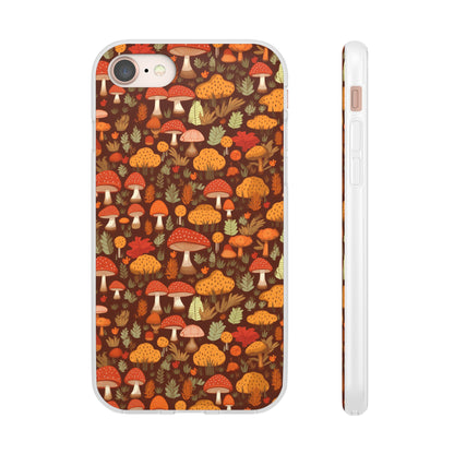 Autumn Spore Wonderland: Enchanting Mushroom and Leaf Designs - Flexible Phone Case