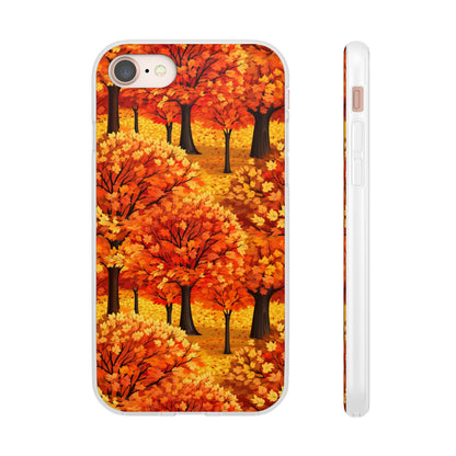 Impasto-Style Woodlands: High-Contrast Autumn Foliage - Flexible Phone Case