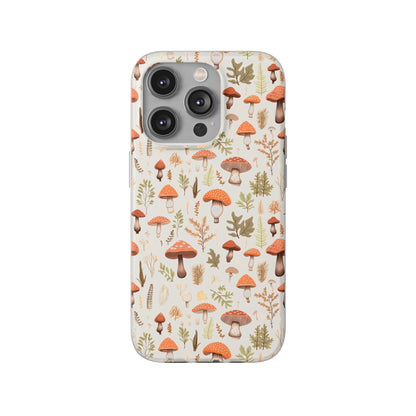 Mushroom Haven - Autumnal Tones Botanical illustration - Flexible Phone Case