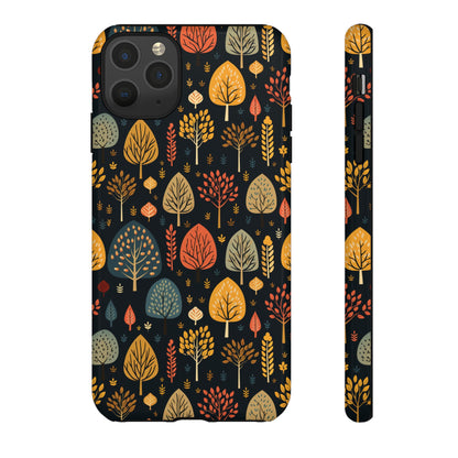 Mid-Century Mosaic: Dappled Leaves and Folk Imagery - Tough Phone Case