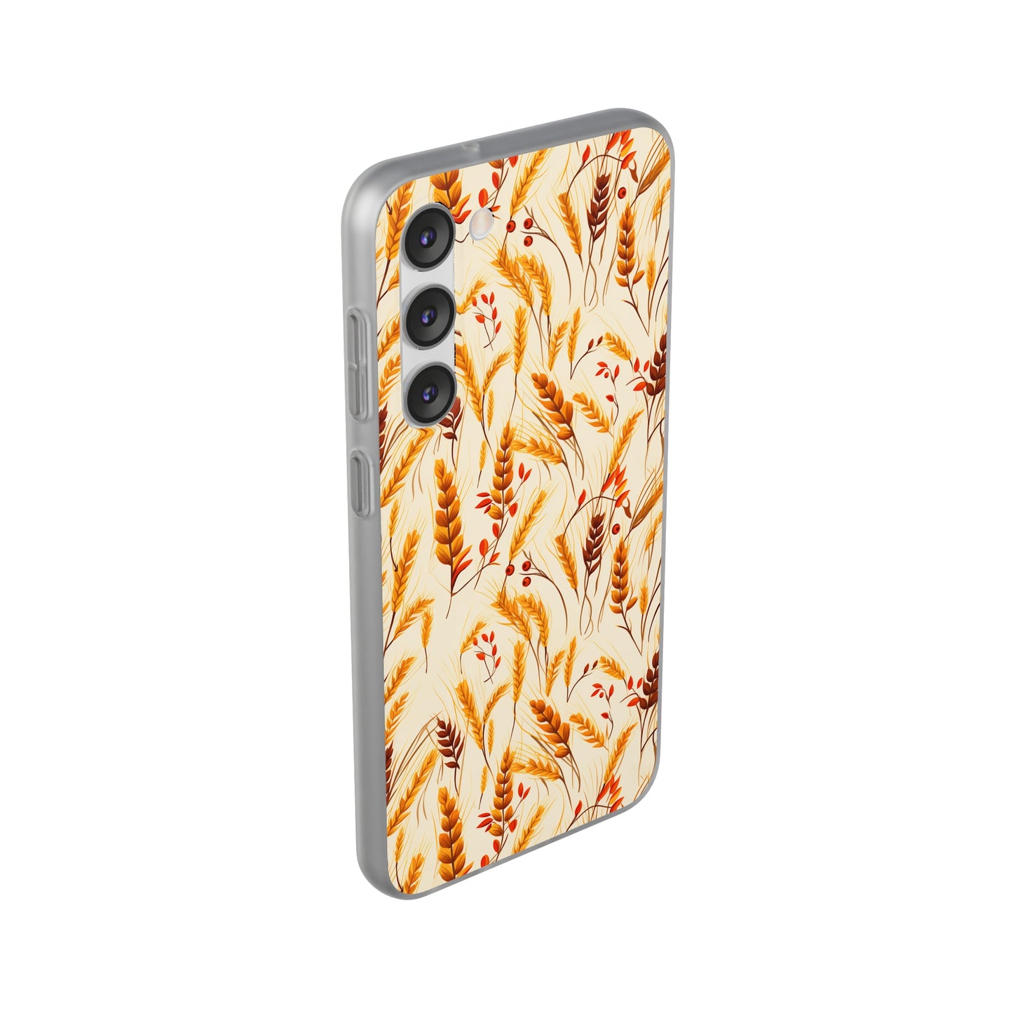 Golden Harvest: An Autumn Collage of Wheat and Berries - Flexible Phone Case