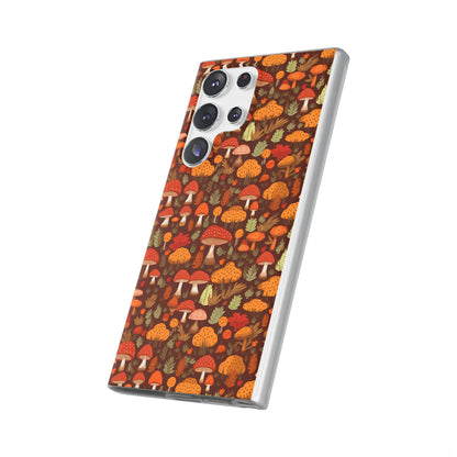 Autumn Spore Wonderland: Enchanting Mushroom and Leaf Designs - Flexible Phone Case