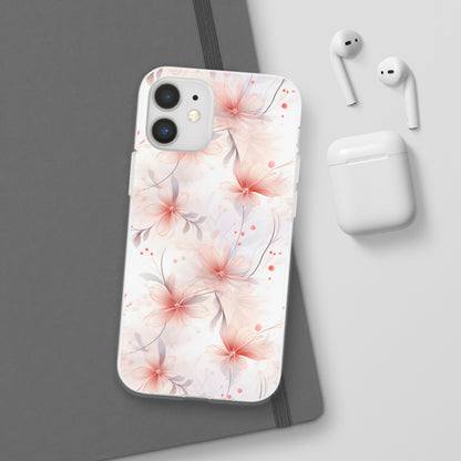 Whispering Petals: Subtle Grey & Pastel Red Gradient Phone Case