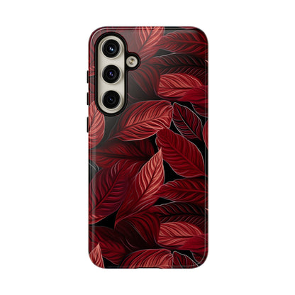 Scarlet Whispers: Lush Autumn Colours in Botanical Bliss - Tough Phone Case