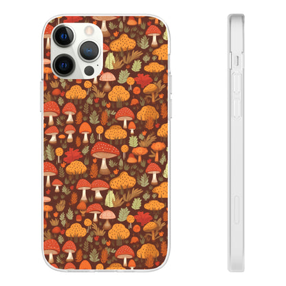 Autumn Spore Wonderland: Enchanting Mushroom and Leaf Designs - Flexible Phone Case