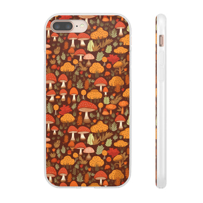 Autumn Spore Wonderland: Enchanting Mushroom and Leaf Designs - Flexible Phone Case