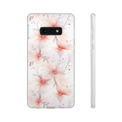 Whispering Petals: Subtle Grey & Pastel Red Gradient Phone Case