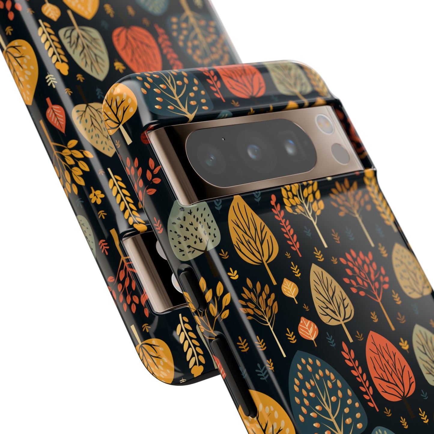 Mid-Century Mosaic: Dappled Leaves and Folk Imagery - Tough Phone Case