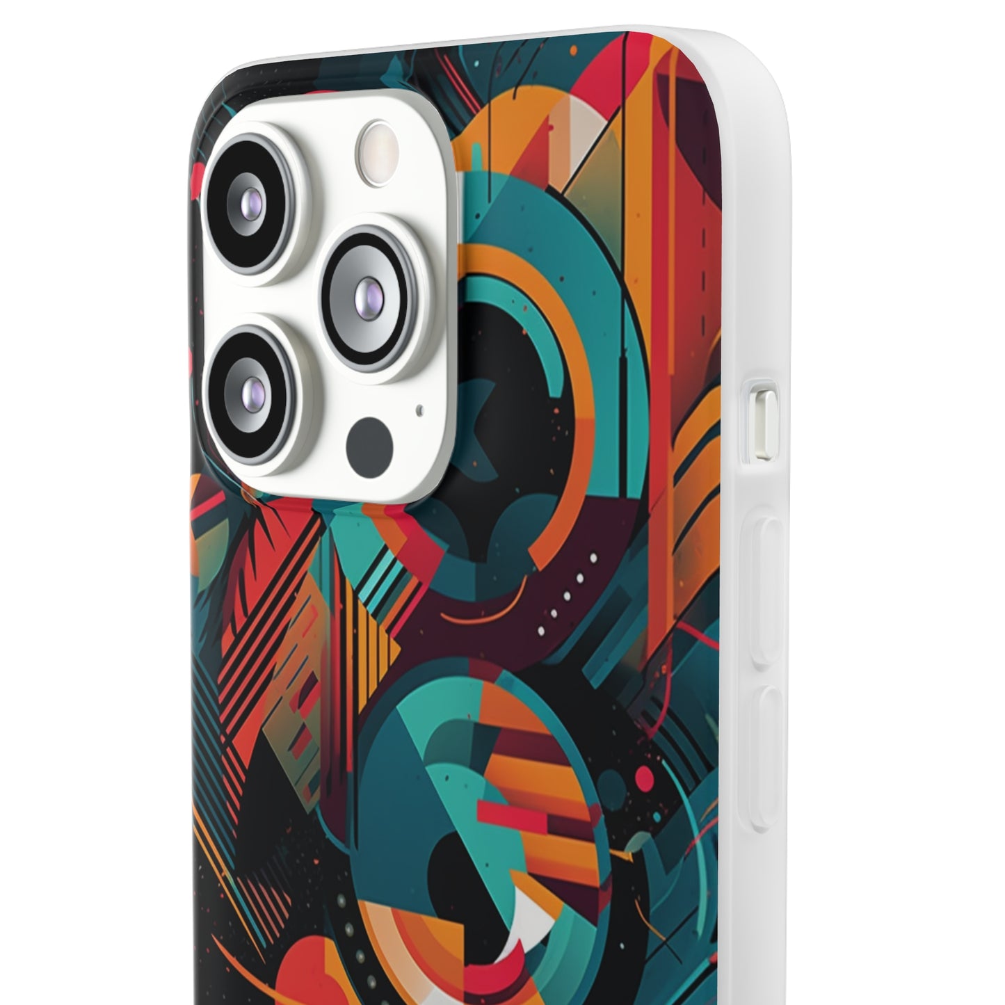 Vibrant Geometric Fusion Phone Case - Bold Squares & Circles Design - Flexi Cases Phone Case Pattern Symphony   