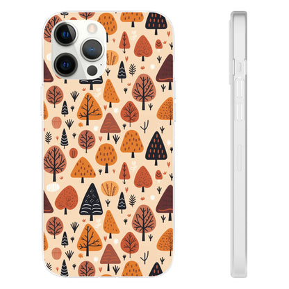 Terracotta Tree Tapestry: A Playful Autumn Mosaic - Flexible Phone Case