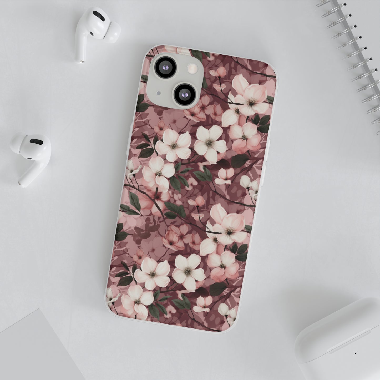 Sparse Dogwood Blossom Phone Case - Elegant Floral Design for Your Smartphone - Flexi Cases Phone Case Pattern Symphony iPhone 13 with gift packaging  