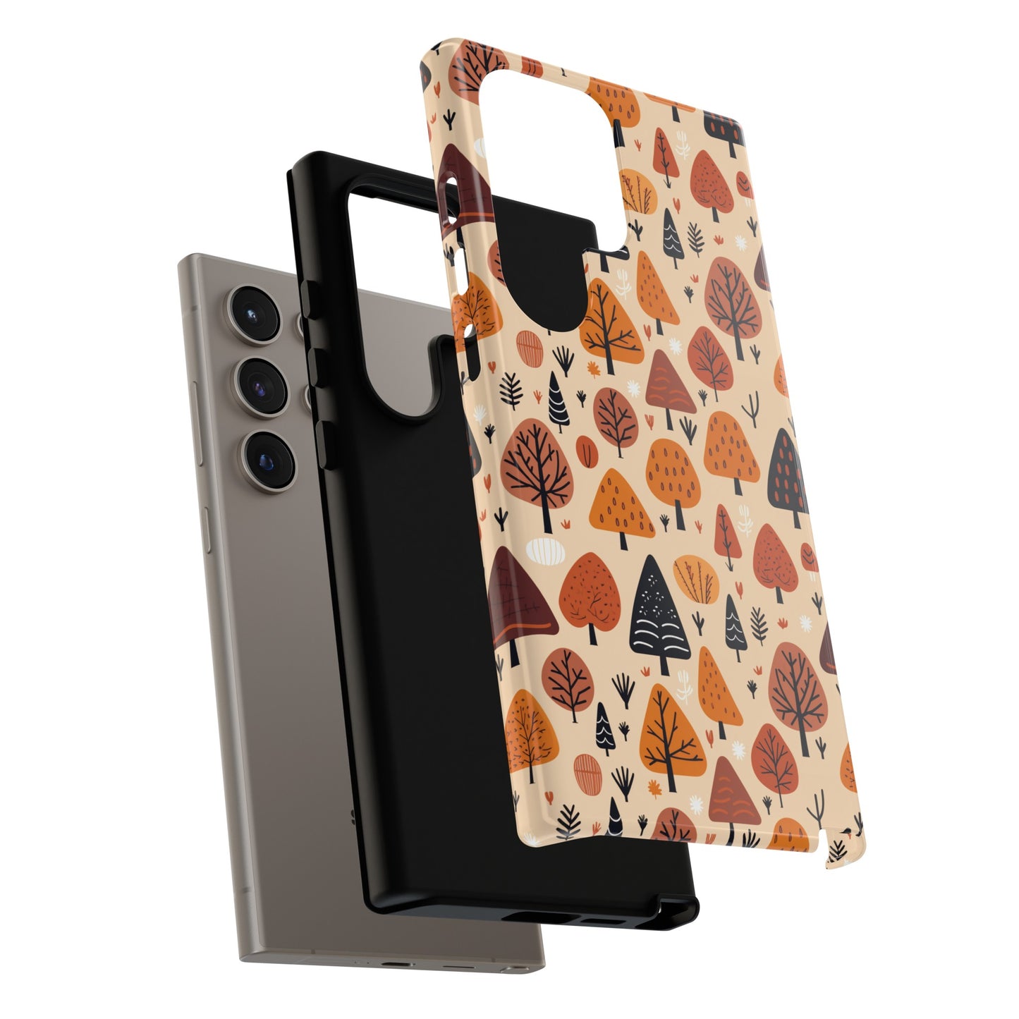 Terracotta Tree Tapestry: A Playful Autumn Mosaic - Tough Phone Case