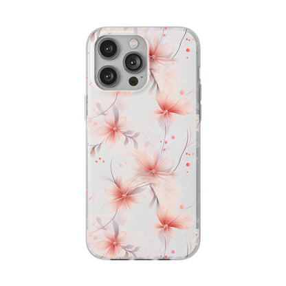 Whispering Petals: Subtle Grey & Pastel Red Gradient Phone Case